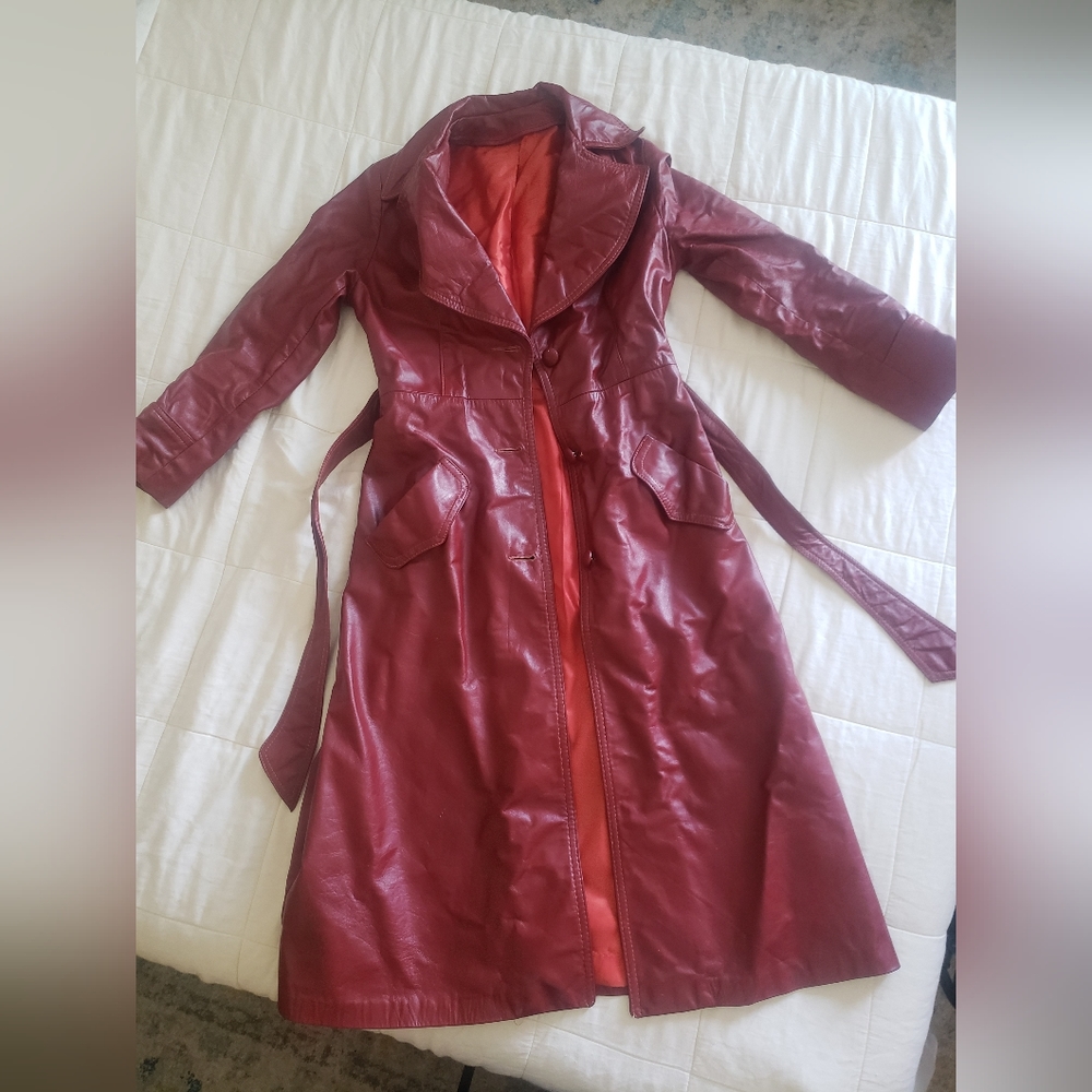 Red/ Burgundy Lather Coat